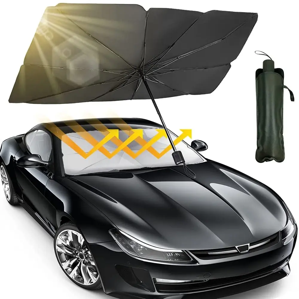 Car Windshield Sun Shade Umbrella (With Leather Cover)