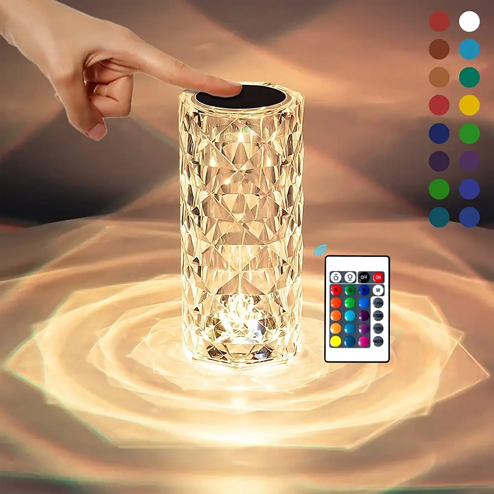 Crystal Lamp 16 Color Changing RGB Night Light Touch Lamp