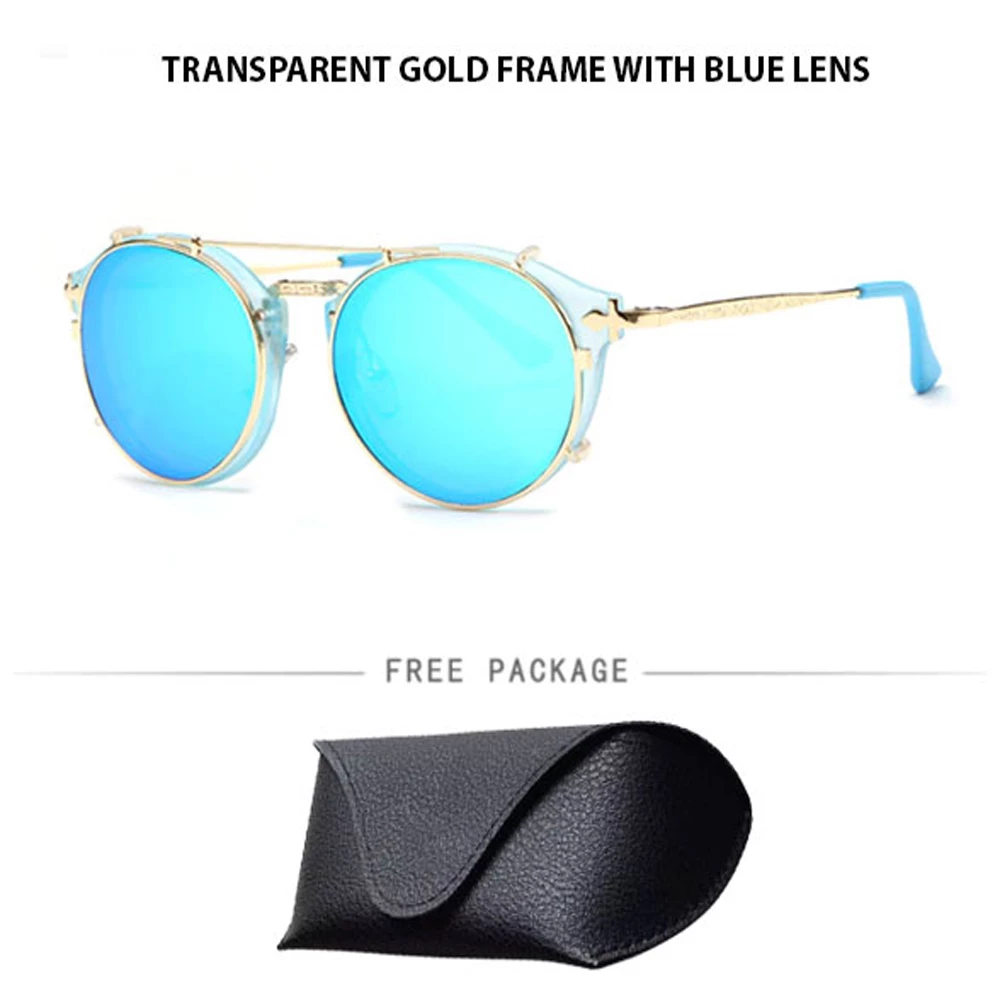 Double Shades Gold Transparent Frame Blue Lens