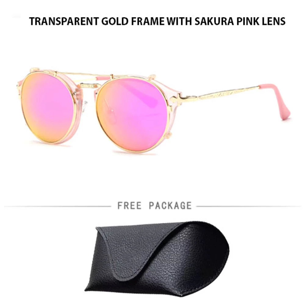Transparent Sunglasses Gold Frame With Sakura Pink Lens